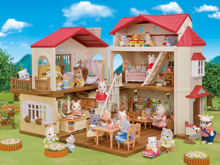 mr木製玩具バウアー社 ドールハウス 木製 赤 屋根 二階建て　シルバニアファミリー