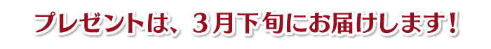 プレゼントは3月下旬にお届けします！